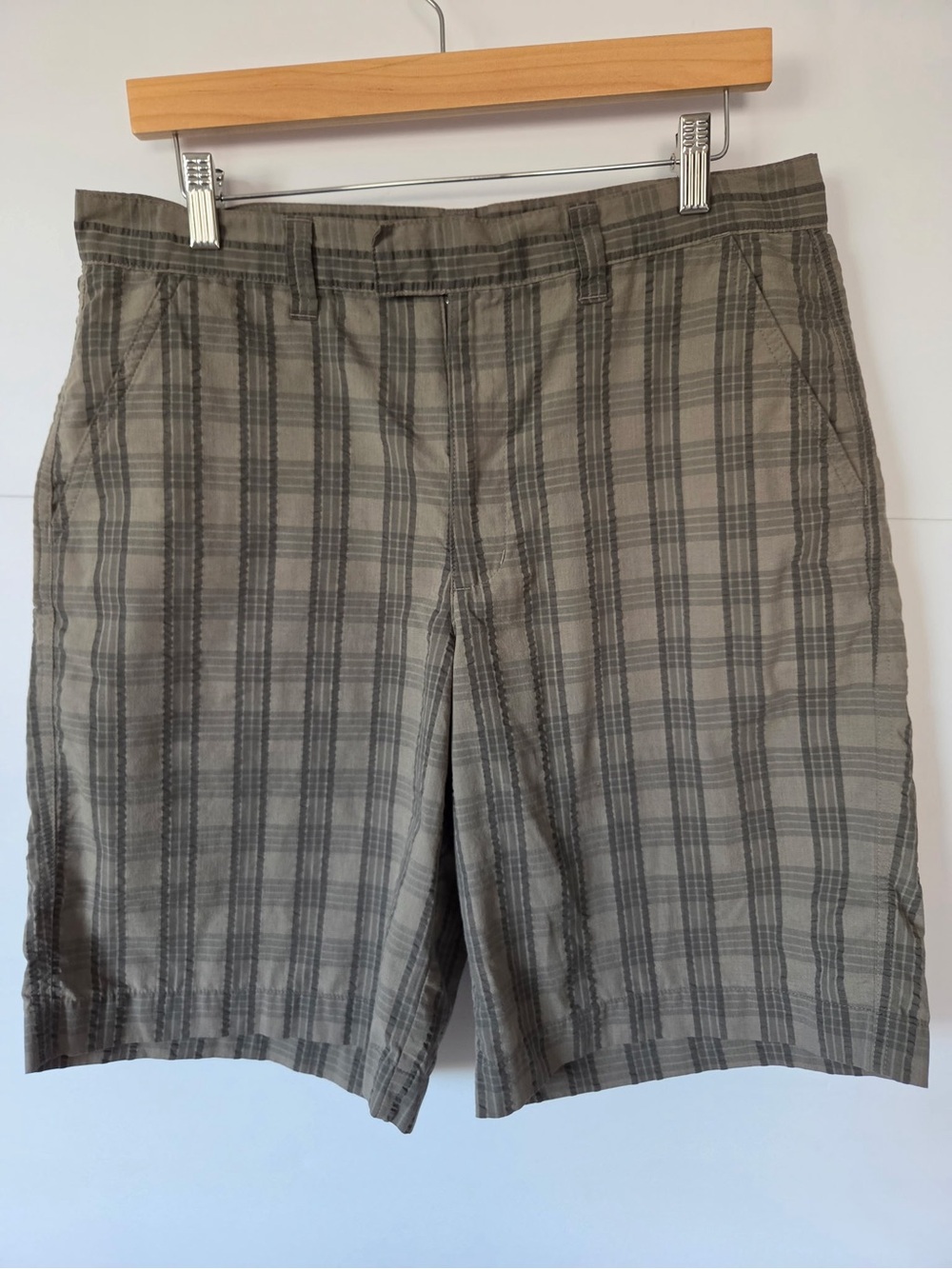 Patagonia Men's Olive Plaid Flat-Front Shorts